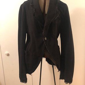Comme Des Garcons one of a kind black jacket with frayed edges on collar